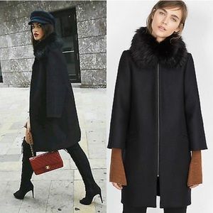 Zara Fur Collar Wool Coat
